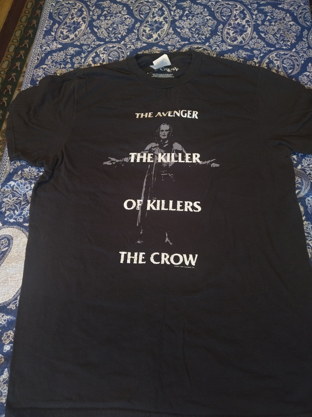 Black The Crow Graphic Tee with White Text - Size Medium But Runs Small